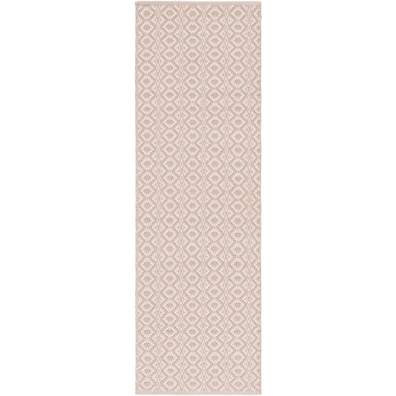 Ivory and Beige Handwoven Cotton Runner Rug, 2'3" x 13'