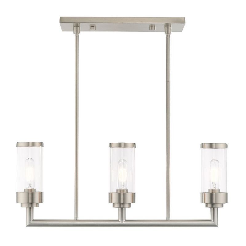 Hillcrest Brushed Nickel Linear Chandelier with Clear Glass Shades