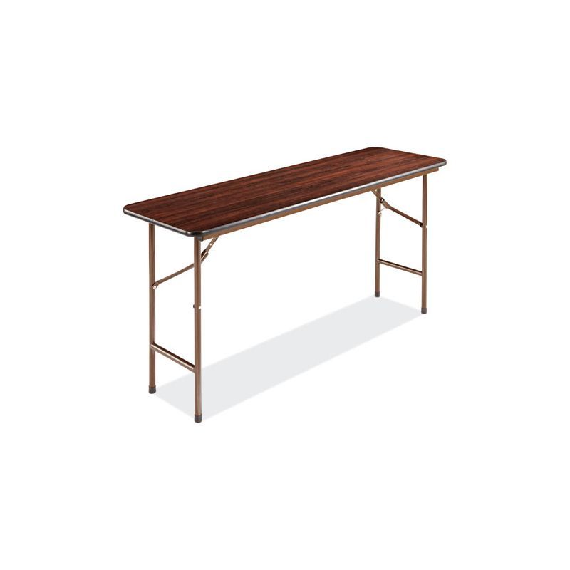 Alera Mahogany Rectangular Wood Folding Table with Steel Legs