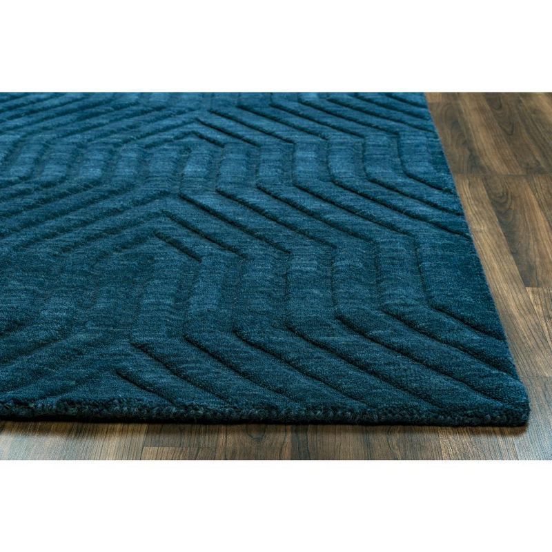 Technique Blue 5' x 8' Hand Loomed Wool Rug