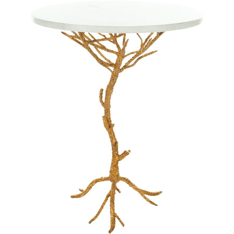 Carolyn Gold and White Granite Branch Accent Table