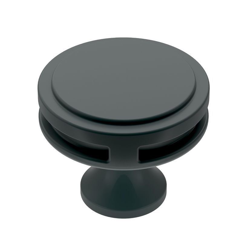 Matte Black Round Modern Cabinet Knob with Mounting Hardware