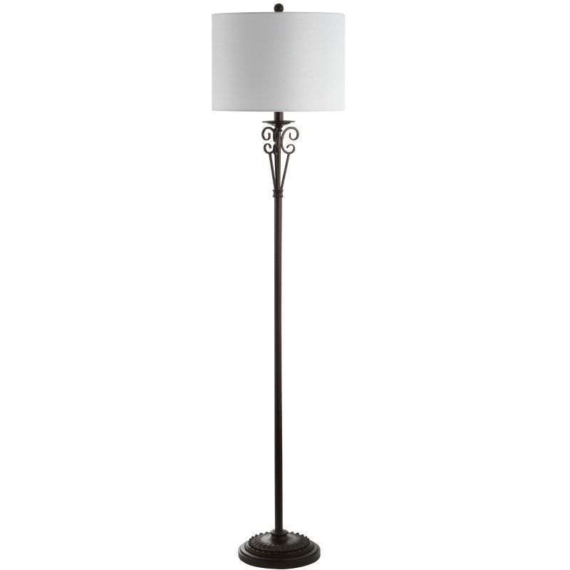 Elegant Antique Brass Floor Lamp with Off-White Shade and 3-Way Switch