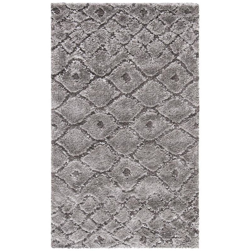 Gray Geometric High Pile Shag Area Rug, 8' x 10'