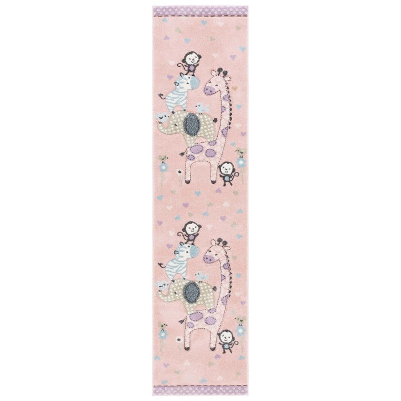 Blush Pink Rectangular Synthetic Kids Area Rug 2'3"x4'
