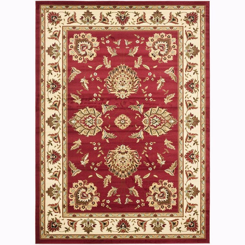 Red and Ivory Rectangular Tufted Synthetic Runner Rug