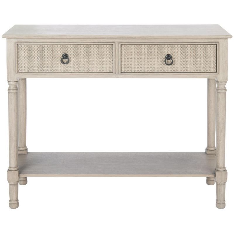 Greige Textured 2-Drawer Metal & Wood Console Table