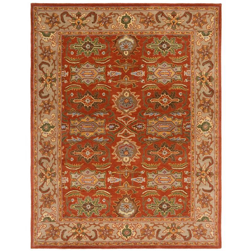 Rust and Beige Hand-Tufted Wool Area Rug, 6' x 9'