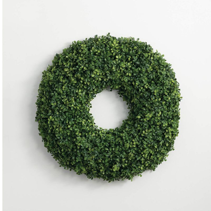 Green 28" Artificial Boxwood Front Door Wreath