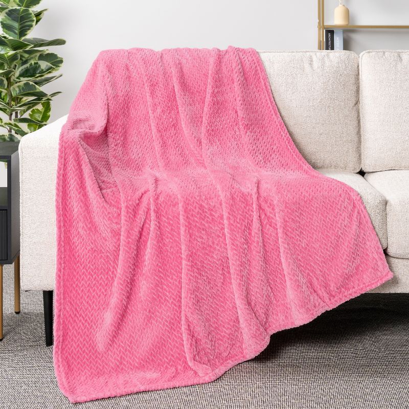 Hot Pink Chevron Fleece Throw Blanket, 50x60 Inches