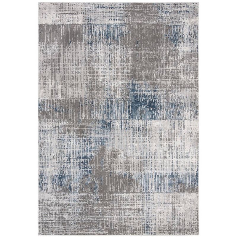 Contemporary Abstract Gray/Blue Synthetic 9' x 12' Area Rug