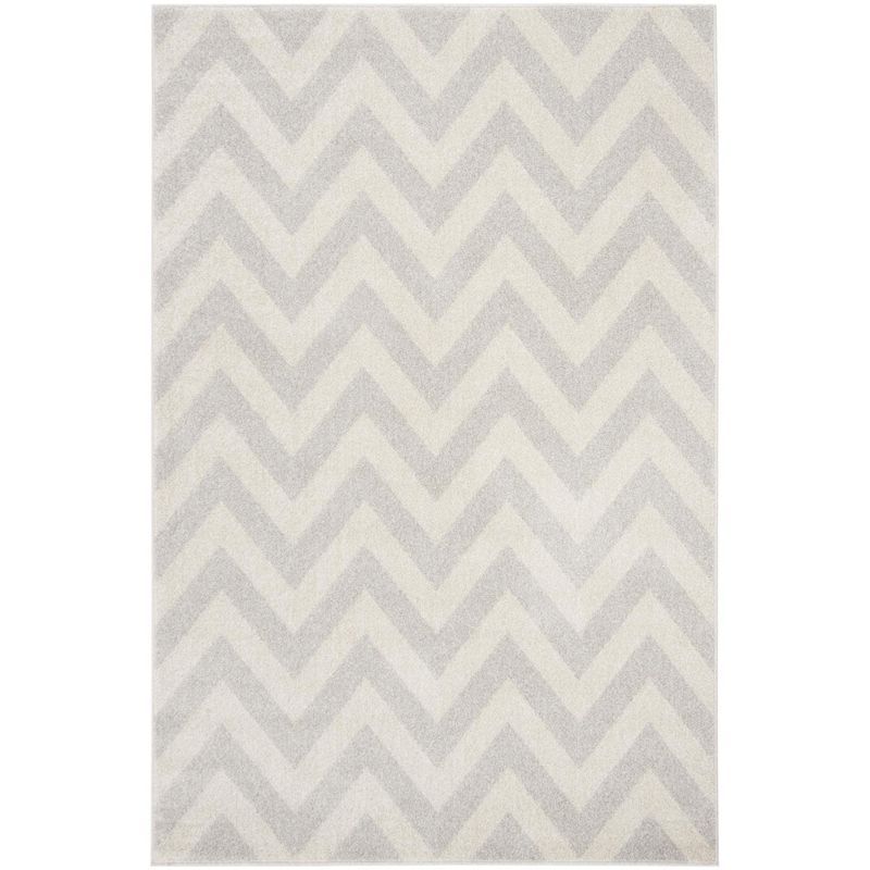 Reversible Easy-Care Light Grey/Beige Synthetic Area Rug 4' x 6'