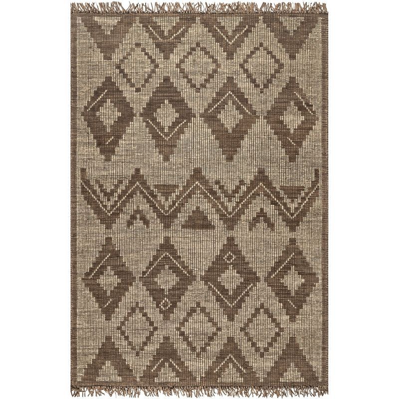 Bohemian Diamond 5' x 8' Natural Leather and Jute Area Rug