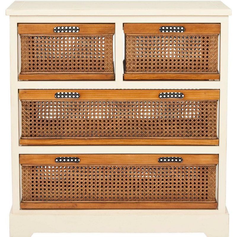 White Pine 4-Drawer Storage Unit with Cane Baskets