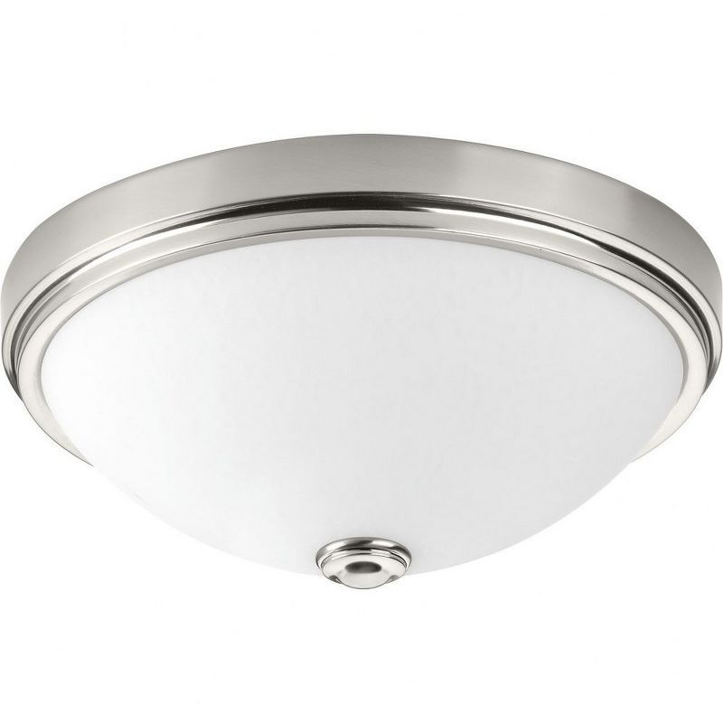 Brushed Nickel 13" LED Flush Mount with White Glass Shade