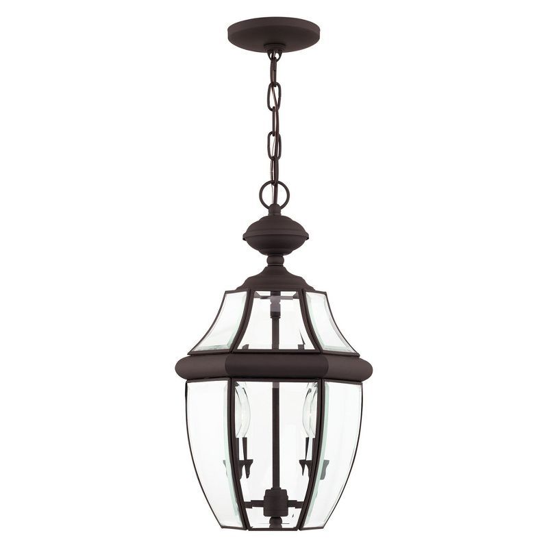 Monterey Colonial 2-Light Bronze Outdoor Pendant with Clear Beveled Glass