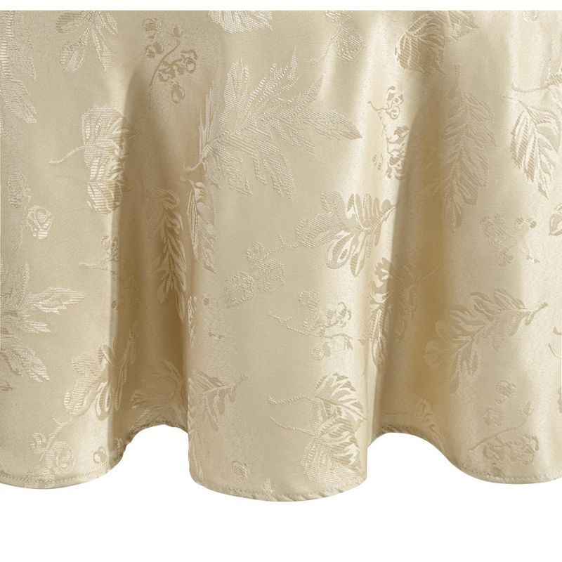 Elegant Taupe Jacquard Damask Fall Round Tablecloth