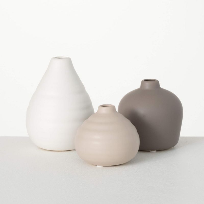 Neutral Ceramic Bud Table Vase Set of 3