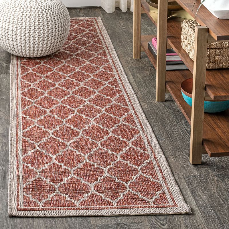 Moroccan Trellis Red/Beige Indoor/Outdoor Flatweave Rug