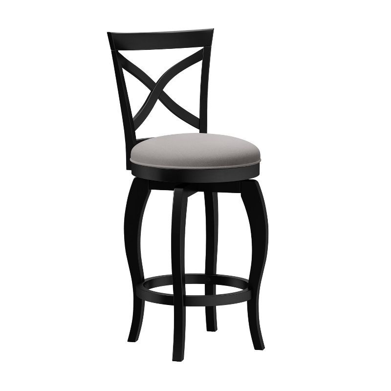 Ellendale 38'' Black Wood Swivel Counter Height Stool with Fog Gray Seat