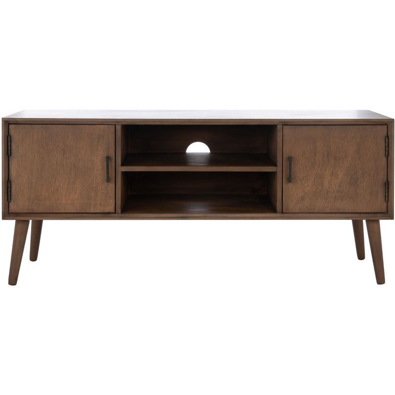 Sorrel 51" Brown Wood Mid-Century Media Stand with Cabinet