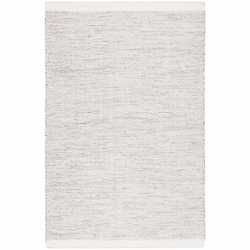 Ivory and Black Flat Woven Wool Area Rug, 4' x 6'