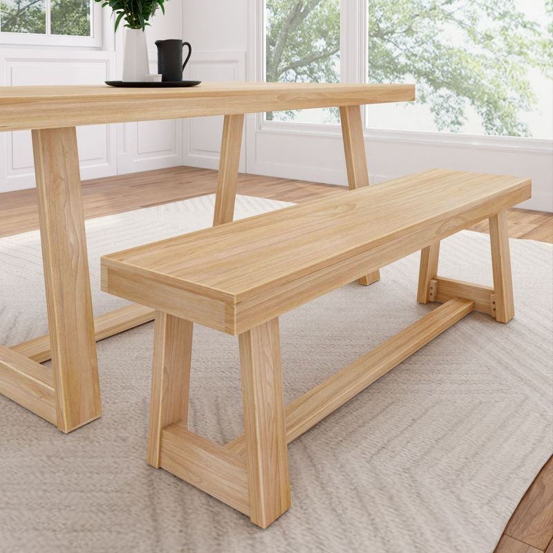 Blonde Wirebrush Solid Wood Farmhouse Dining Bench, 60 Inch