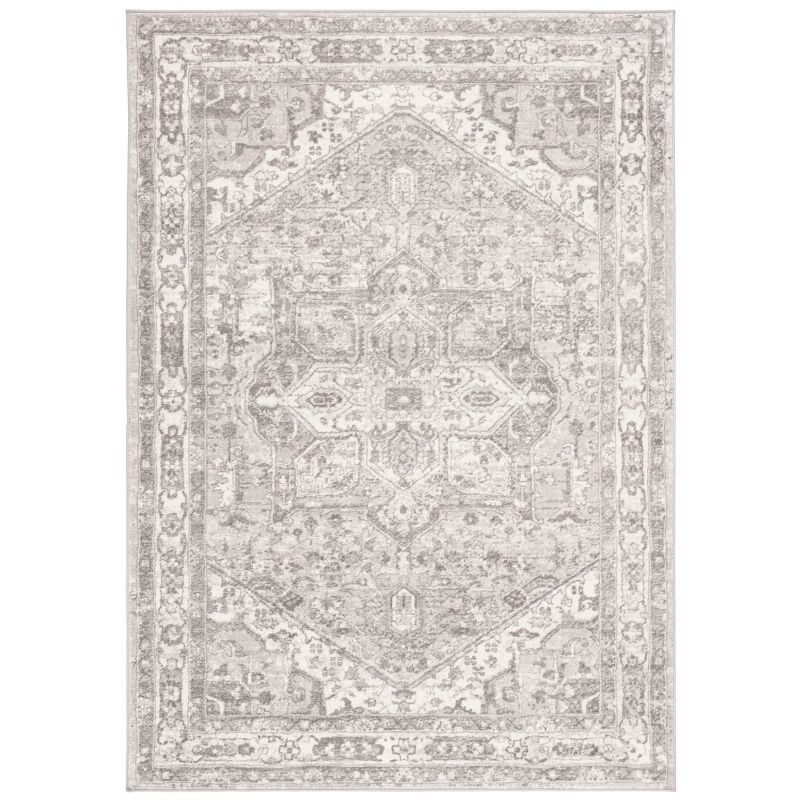 Brentwood Gray and Cream Synthetic 4' x 6' Area Rug