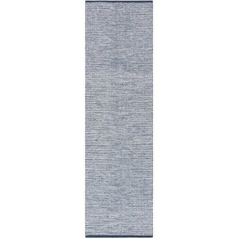 Montauk Navy Blue Handwoven Cotton Runner Rug