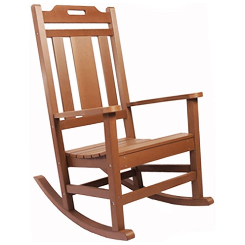 Brown Poly Lumber Modern Outdoor Rocking Chair with Arms