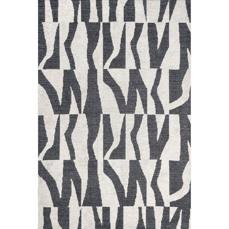 Jenice Charcoal and Ivory 4x6 Wool Abstract Area Rug