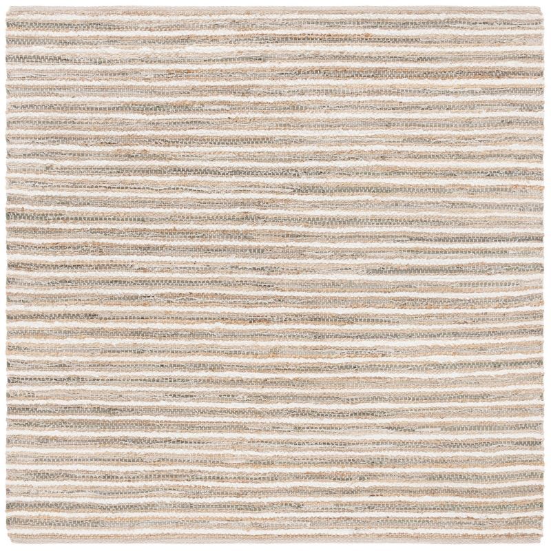 Natural Green Hand-knotted Cotton Square Area Rug 6' x 6'