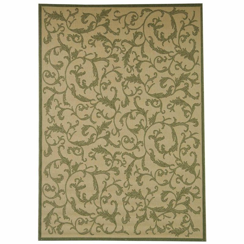 Olive Natural Rectangular Easy-Care Synthetic Area Rug