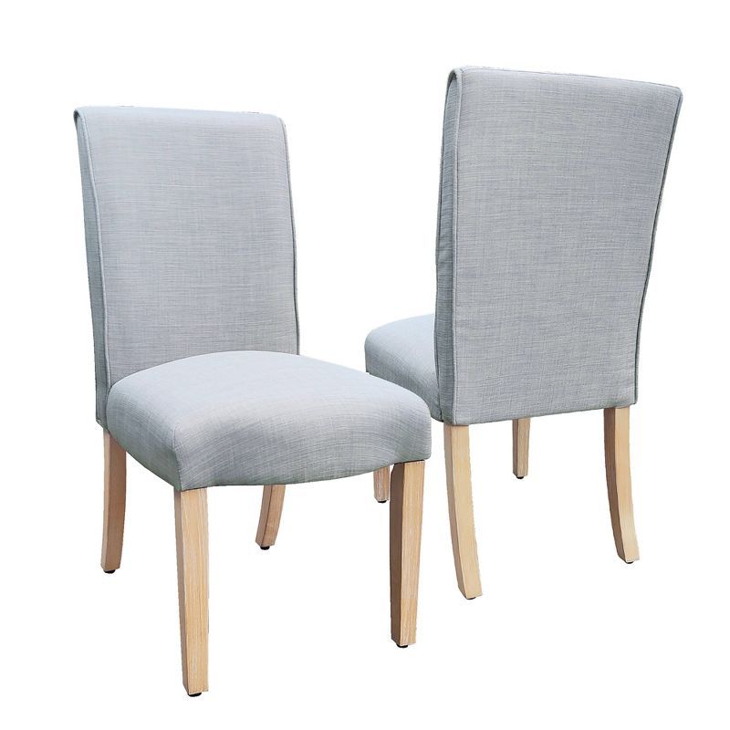 Light Gray Upholstered Parsons Side Chair with Wood Legs, Set of 2