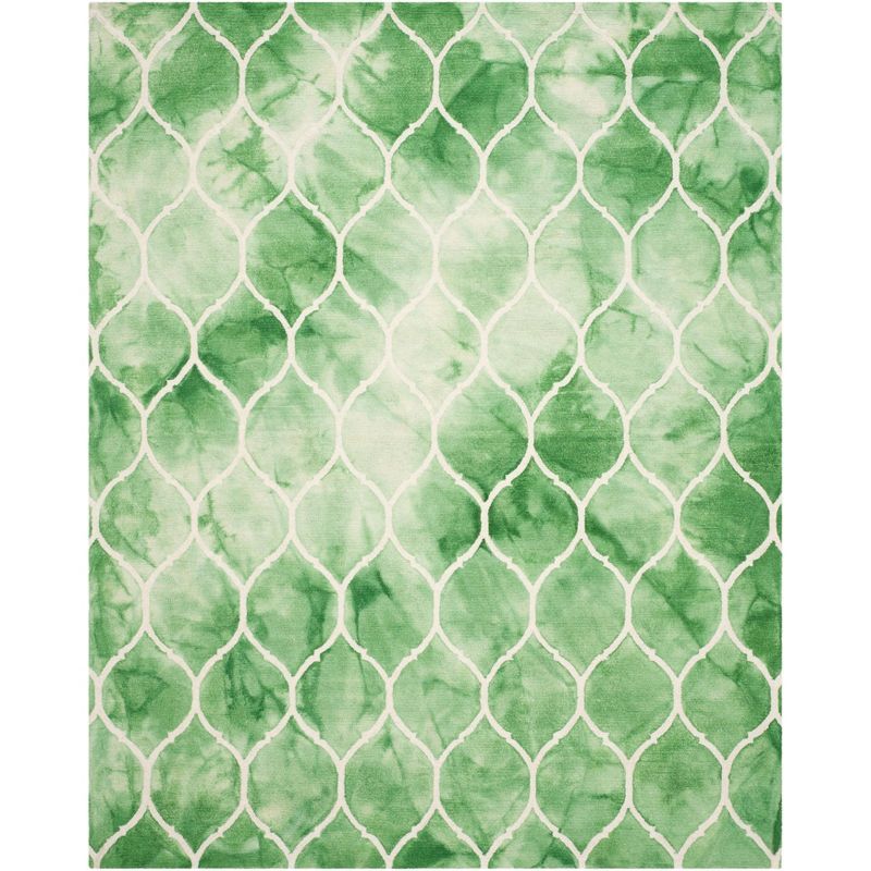 Ivory and Green Hand-Tufted Wool 8' x 10' Area Rug