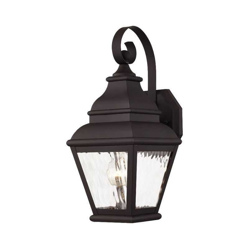 Exeter Elegance Bronze 1-Light Outdoor Wall Lantern with Clear Water Glass