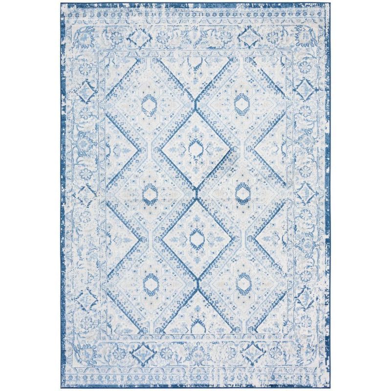 Brentwood Blue and Ivory Hand-Knotted Synthetic Area Rug 4' x 6'