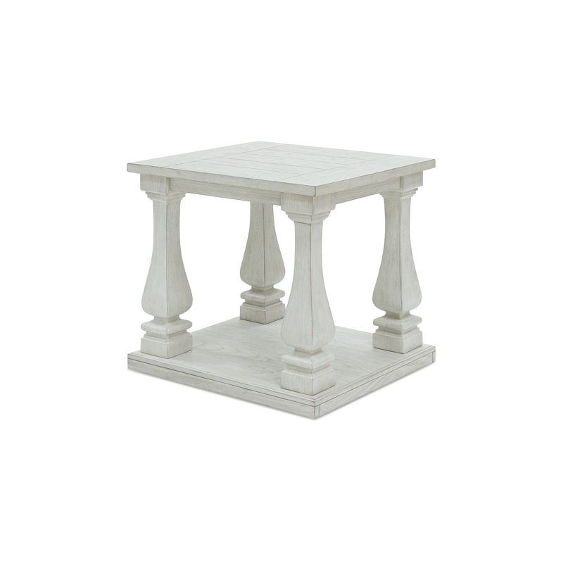 Antique White Rectangular Traditional Wood End Table