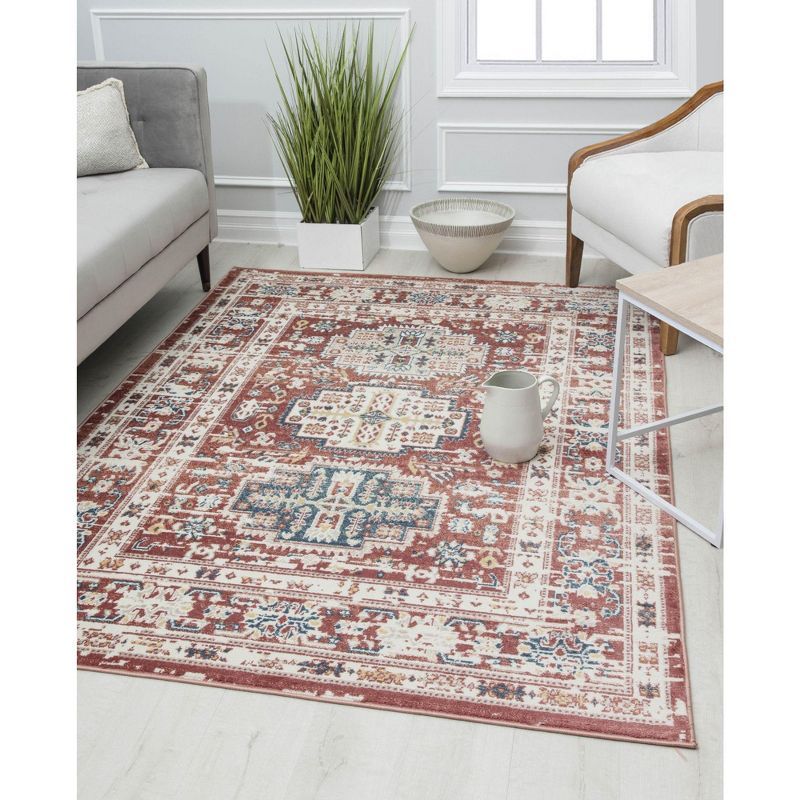 Cardinal Sundara 60" Round Red Synthetic Area Rug