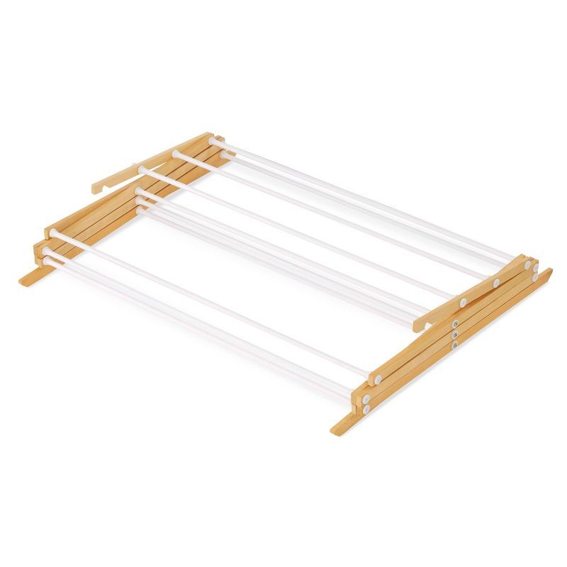 Whitmor Natural Wood Folding Drying Rack with White Bars