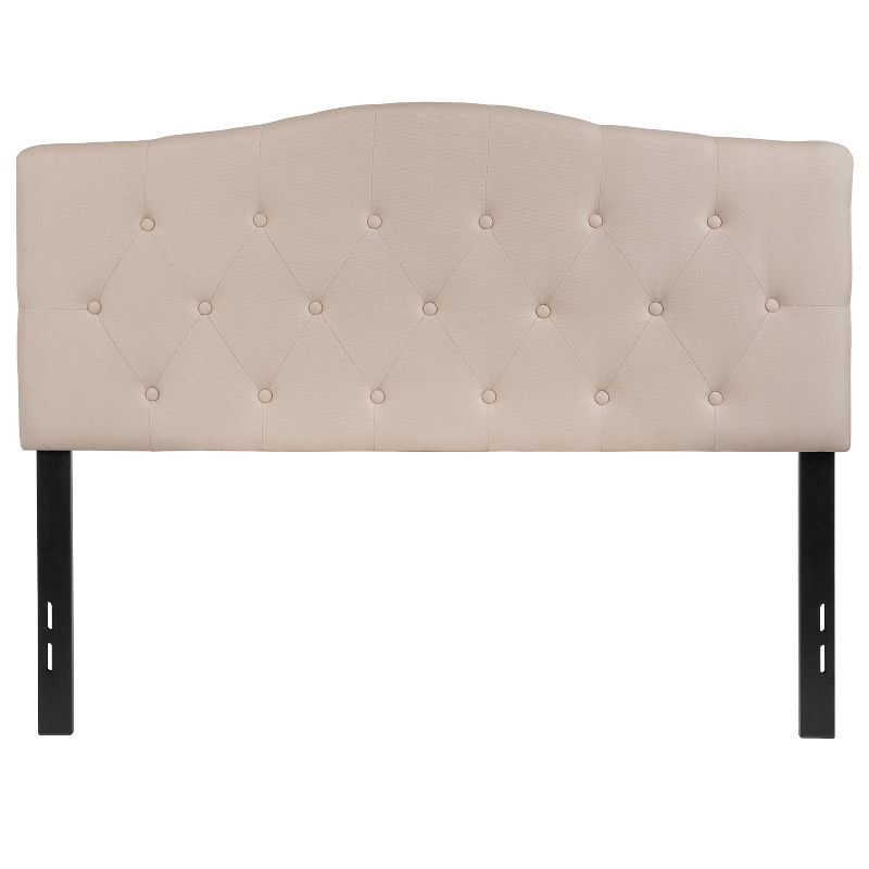 Beige Tufted Upholstered Full Headboard with Metal Legs