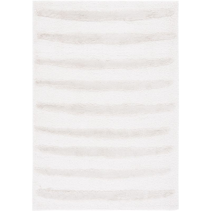 Luxurious Stripe Shag 4' x 6' Hand-Knotted Synthetic Area Rug