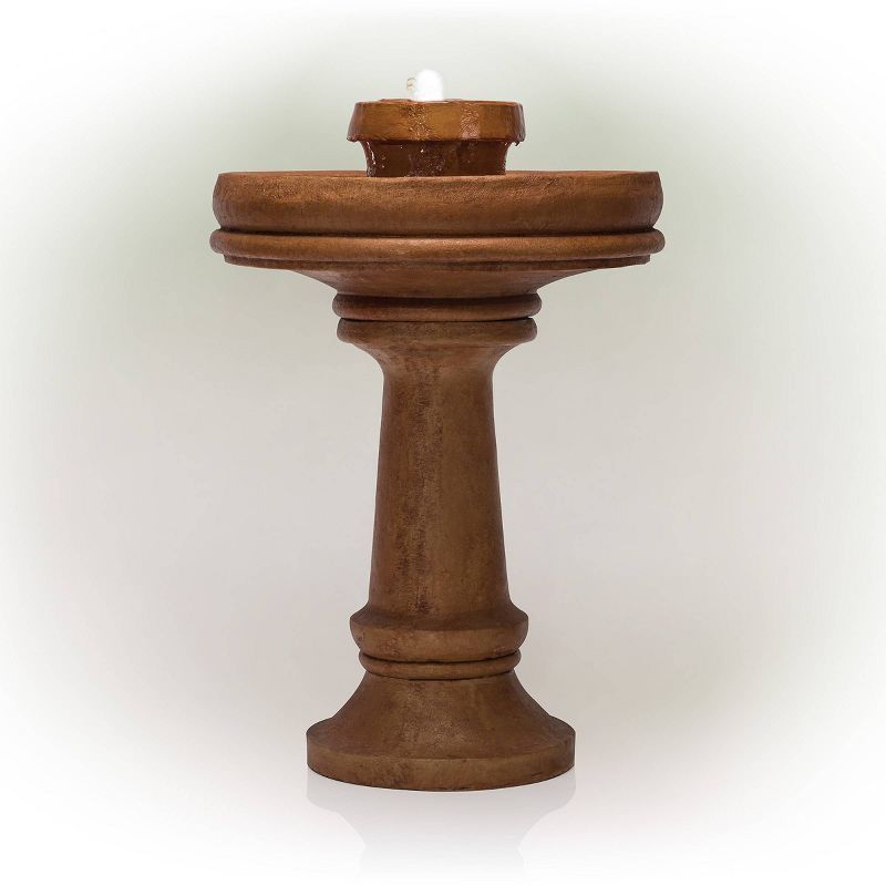 Classic Brown 20" Bird Bath Fountain with LED Light