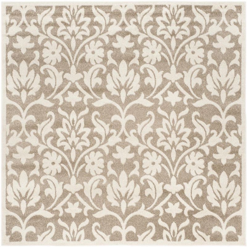Wheat and Beige Geometric Square Area Rug, 5'