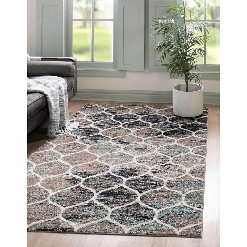 Blue Multi 8' x 10' Trellis Synthetic Area Rug