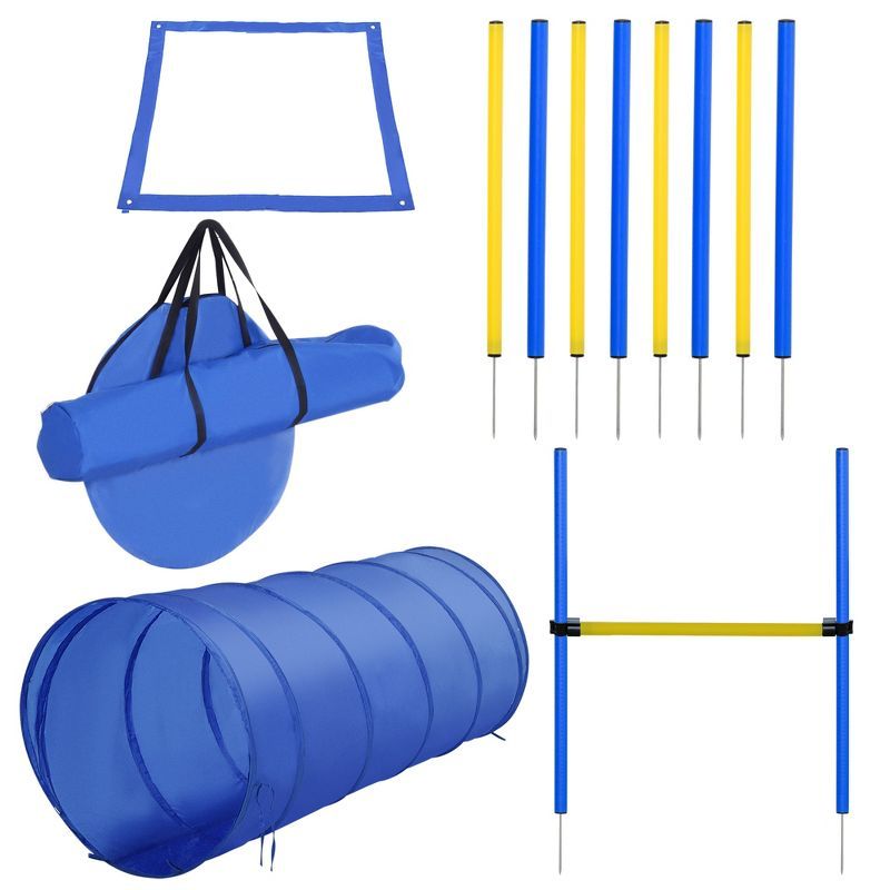 Blue and Yellow Dog Agility Training Course Kit