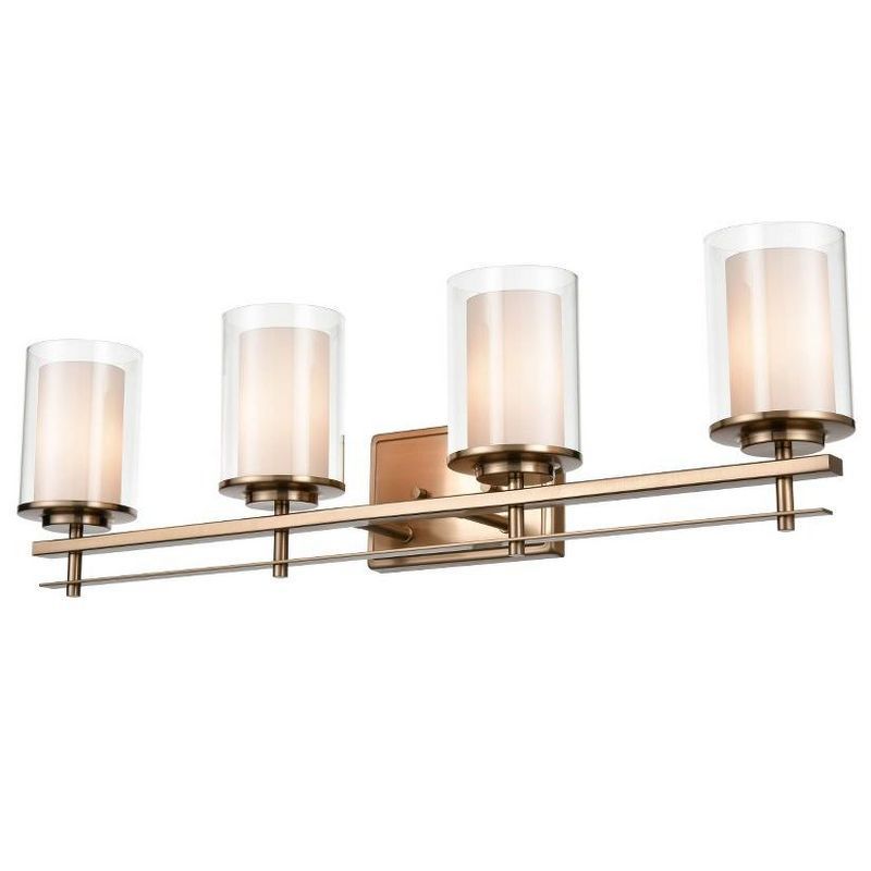 Modern Gold 4-Light Cylinder Shade Bathroom Vanity Light