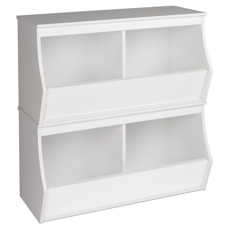 White Wooden Kids Storage Cubby with 4 Bins