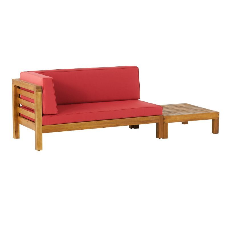 Cascada 2-Person Brown Acacia Wood Loveseat and Coffee Table Set