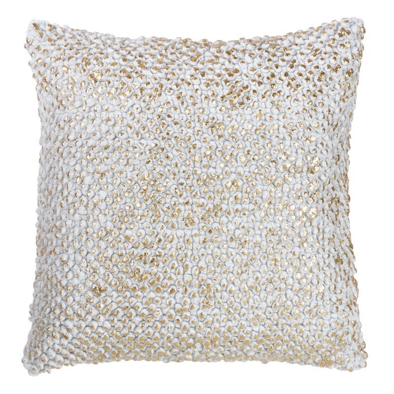 18" Gold Foil Printed Pom-Pom Square Throw Pillow